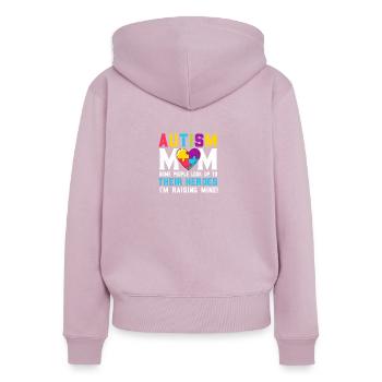 maman autiste - Sweat à capuche zippé Premium bio Femme - rose poudré - Dos - Julia (174cm)