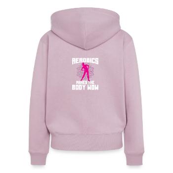 Retro Aerobic Sport Design - Frauen Premium Bio Zip Hoodie - Altrosa - Hinten - Julia (174cm)