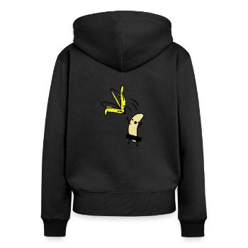 Banane ohne Schale - Frauen Premium Bio Zip Hoodie - Schwarz - Hinten - Julia (174cm)