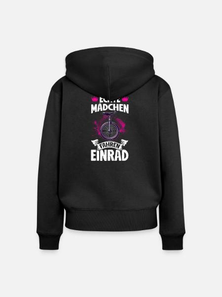 Echte Mädchen Fahren Einrad - Frauen Premium Bio Zip Hoodie - Schwarz