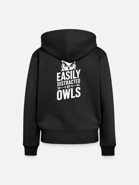 Eulen Sprüche Eule Lustiges Eulen Geschenk - Frauen Premium Bio Zip Hoodie - Schwarz