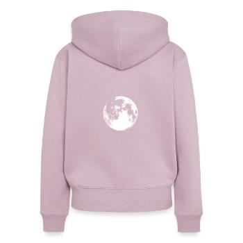clair de lune - Sweat à capuche zippé Premium bio Femme - rose poudré - Dos - Julia (174cm)