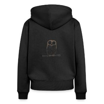 Waldkauz Naturschutz - Natur schützen - Frauen Premium Bio Zip Hoodie - Schwarz - Hinten - Julia (174cm)