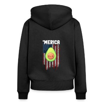 Avocado Fruchtig Vintage Vegane Sprüche - Frauen Premium Bio Zip Hoodie - Schwarz - Hinten - Julia (174cm)