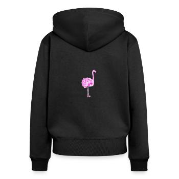 Flamingo - Sweat à capuche zippé Premium bio Femme - noir - Dos - Julia (174cm)