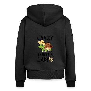 Funny Turtle Crazy Turtle Lady Gift - Women's Premium Organic Zip Hoodie - black - Back - Julia (174cm)