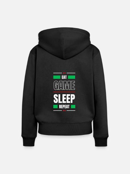 EAT GAME SLEEP REPEAT - Frauen Premium Bio Zip Hoodie - Schwarz