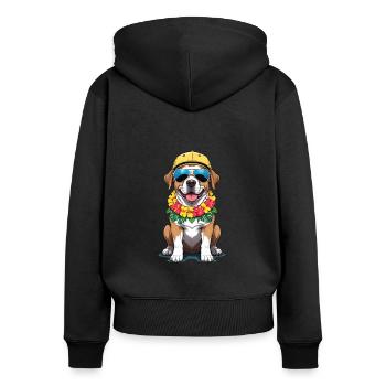 Vacances pour chiens Vacances pour chiens Île d’Hawaï Mer - Sweat à capuche zippé Premium bio Femme - noir - Dos - Julia (174cm)