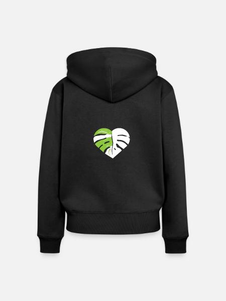 Monstera Herzblatt - Frauen Premium Bio Zip Hoodie - Schwarz