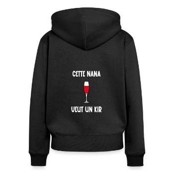 cette nana veut un kir - Sweat à capuche zippé Premium bio Femme - noir - Dos - Julia (174cm)