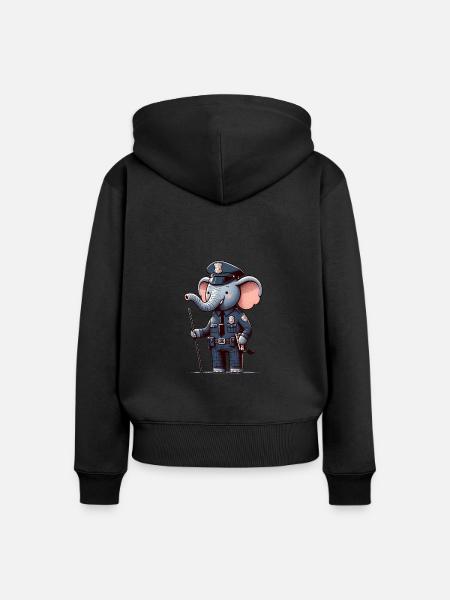 Cute Elephant Police Officer - Frauen Premium Bio Zip Hoodie - Schwarz
