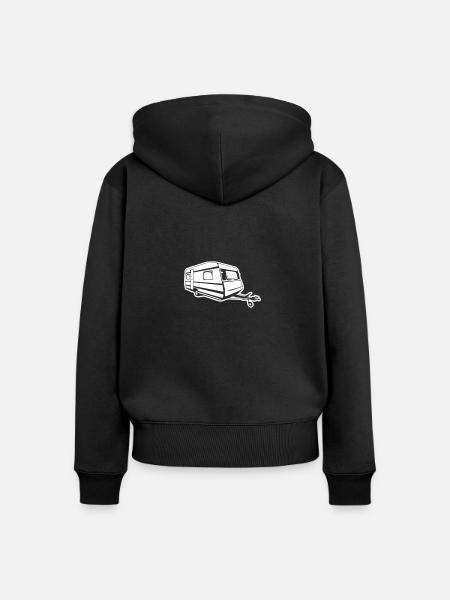 Wohnwagen 1col Diff - Frauen Premium Bio Zip Hoodie - Schwarz
