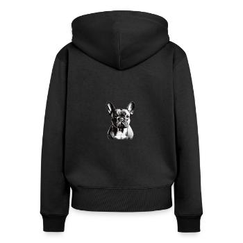Dogge - Frauen Premium Bio Zip Hoodie - Schwarz - Hinten - Julia (174cm)