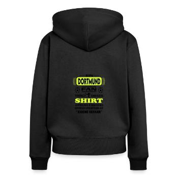 Fußball Fan Fussballverein Dortmund - Frauen Premium Bio Zip Hoodie - Schwarz - Hinten - Julia (174cm)