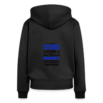 Fußball Fan Fussballverein Berlin - Frauen Premium Bio Zip Hoodie - Schwarz - Hinten - Julia (174cm)