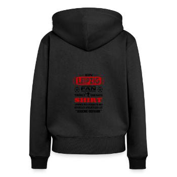 Fußball Fan Fussballverein Leipzig - Frauen Premium Bio Zip Hoodie - Schwarz - Hinten - Julia (174cm)
