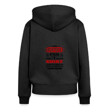 Fußball Fan Fussballverein Rostock - Frauen Premium Bio Zip Hoodie - Schwarz - Hinten - Julia (174cm)