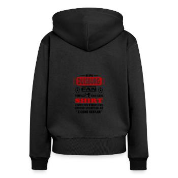 Fußball Fan Fussballverein Duisburg - Frauen Premium Bio Zip Hoodie - Schwarz - Hinten - Julia (174cm)