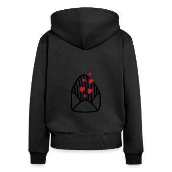 Brief Liebe Liebesbrief süß Liebespaar Paar - Frauen Premium Bio Zip Hoodie - Schwarz - Hinten - Julia (174cm)
