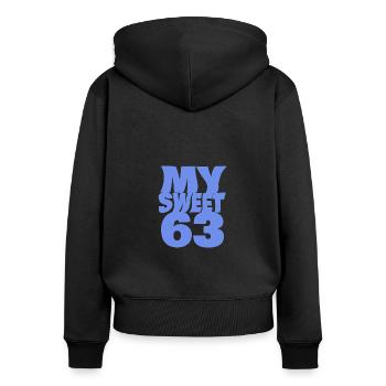 Sweet 63 - Frauen Premium Bio Zip Hoodie - Schwarz - Hinten - Julia (174cm)
