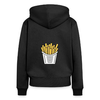 Pommes frites - Frauen Premium Bio Zip Hoodie - Schwarz - Hinten - Julia (174cm)