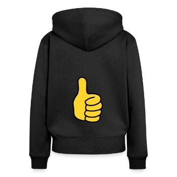 Emoji Pouce vers le haut Couleur de l’esquisse - Sweat à capuche zippé Premium bio Femme - noir - Dos - Julia (174cm)