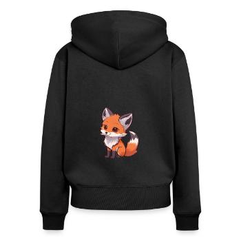 Total niedlicher Fuchs - Frauen Premium Bio Zip Hoodie - Schwarz - Hinten - Julia (174cm)