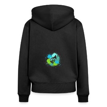 Hornist Waldhorn - Frauen Premium Bio Zip Hoodie - Schwarz - Hinten - Julia (174cm)