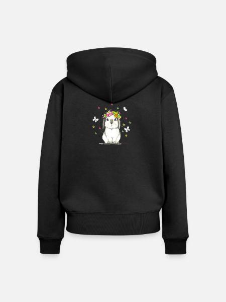 Flower Power - Frauen Premium Bio Zip Hoodie - Schwarz