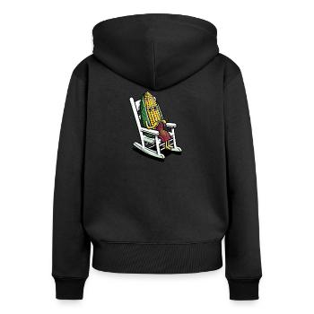 Le moment tricot de grand-mère - Sweat à capuche zippé Premium bio Femme - noir - Dos - Julia (174cm)