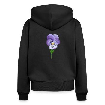 Viola tricolor - Frauen Premium Bio Zip Hoodie - Schwarz - Hinten - Julia (174cm)