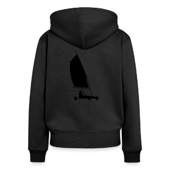 char à voile - Sweat à capuche zippé Premium bio Femme - noir - Dos - Julia (174cm)