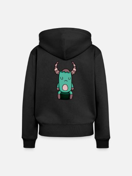 Traurige Monsta - Frauen Premium Bio Zip Hoodie - Schwarz