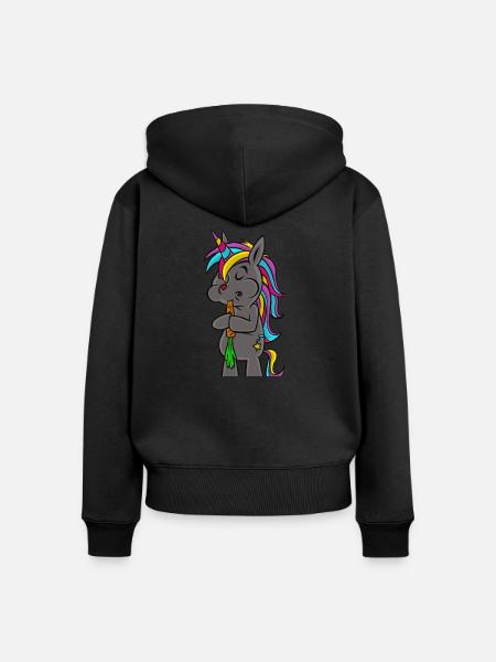 pferd - Frauen Premium Bio Zip Hoodie - Schwarz