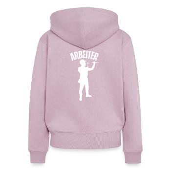 Arbeiter - Frauen Premium Bio Zip Hoodie - Altrosa - Hinten - Julia (174cm)