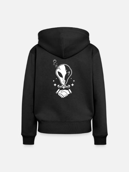 Alien Freundschaft - Ausserirdischer - Frauen Premium Bio Zip Hoodie - Schwarz