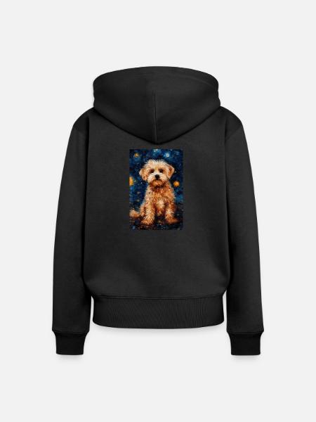 Poodle Dog Art - Frauen Premium Bio Zip Hoodie - Schwarz