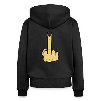 mittelfinger lang 02 - Frauen Premium Bio Zip Hoodie - Schwarz - Hinten - Julia (174cm)