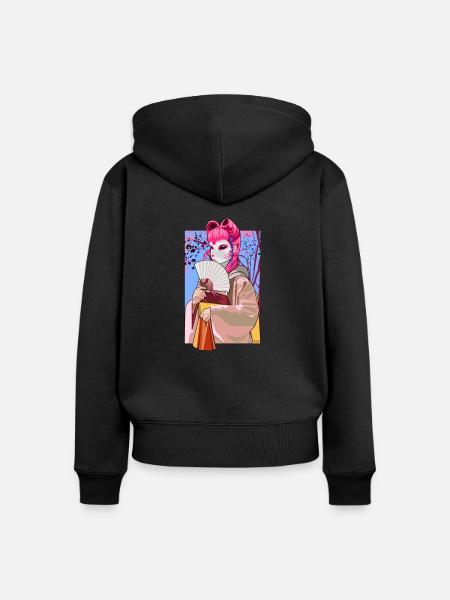 Geisha - Frauen Premium Bio Zip Hoodie - Schwarz