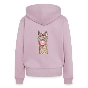 Llama lama alpaca no problama probllama - Frauen Premium Bio Zip Hoodie - Altrosa - Hinten - Julia (174cm)