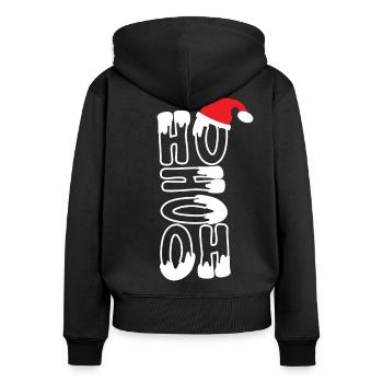 HO HO HO - Frauen Premium Bio Zip Hoodie - Schwarz - Hinten - Julia (174cm)