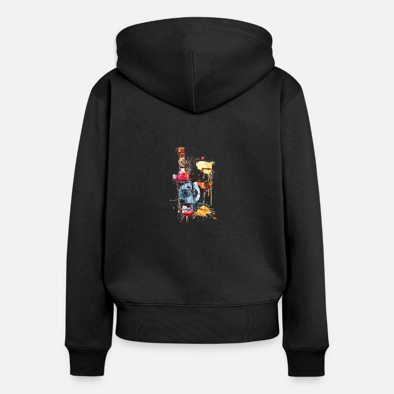 heure du vin - Sweat à capuche zippé Premium bio Femme - noir
