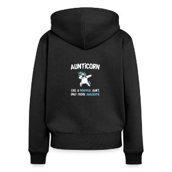 Aunticorn aunt unicorn birthday gift idea - Women's Premium Organic Zip Hoodie - black - Back - Julia (174cm)