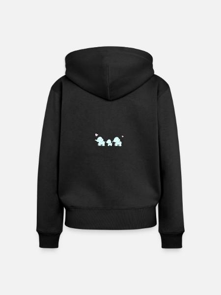 Elefantenfamilie Spazieren - Frauen Premium Bio Zip Hoodie - Schwarz