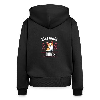 Just A Girl Who Loves Corgis Dog Owner Pet - Women's Premium Organic Zip Hoodie - black - Back - Julia (174cm)