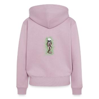 Marque sombre - Sweat à capuche zippé Premium bio Femme - rose poudré - Dos - Julia (174cm)