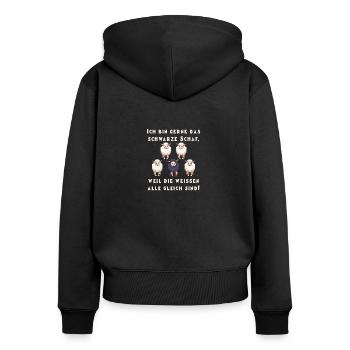 Ich bin gerne das schwarze Schaf - Frauen Premium Bio Zip Hoodie - Schwarz - Hinten - Julia (174cm)