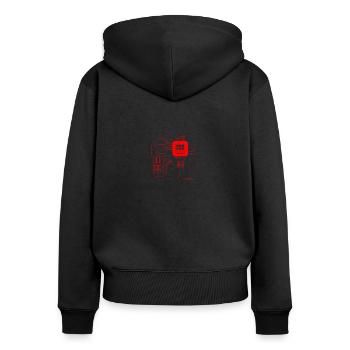 Computer chip, CPU heart - Computer Geek - Frauen Premium Bio Zip Hoodie - Schwarz - Hinten - Julia (174cm)