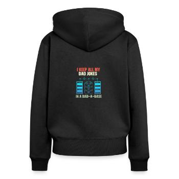 I Keep All My Dad Jokes In A Dad-A-Base Vintage - Sweat à capuche zippé Premium bio Femme - noir - Dos - Julia (174cm)