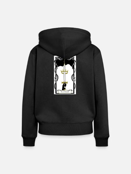 Ass der Schwerter - Frauen Premium Bio Zip Hoodie - Schwarz